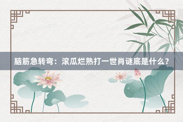 脑筋急转弯：滚瓜烂熟打一世肖谜底是什么？